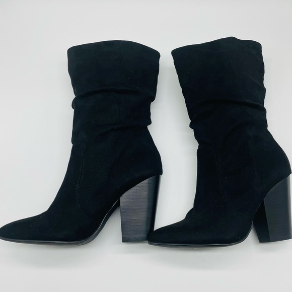 SOLD Report Indio Mid Calf Slouchy Western Black Boots Microfiber Suede Size … - Picture 9 of 11
